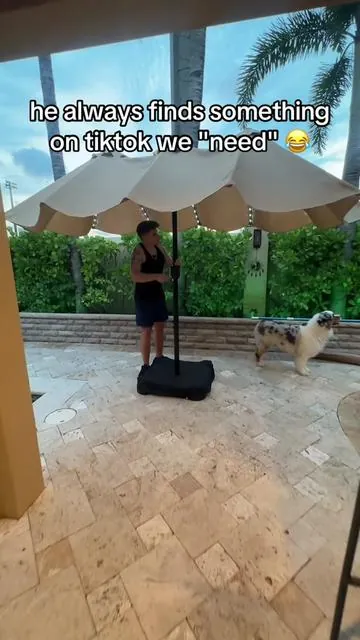 64% OFF for this Patio Umbrella with LEDs 👀 #patiomakeover #patio #patioumbrella 