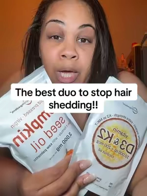 This is the best bundle to stop that hair shedding! #hairshedding #hairlossremedy #hairlosssolutions #pumpkinseedoil #d3k2 #memorialdaysale 