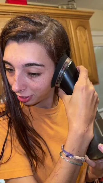 Well she wasn’t expecting that 🫣 but her ear isn’t clogged anymore lol #earwaxremoval #earwax #earcleaner #earclean #washing #earwaximpaction #cleanyourears #earwash 