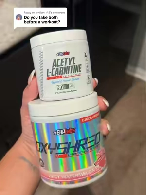 Replying to @anelson145 yes, one scoop of each 10-15 minutes before my workout! THE BEST DUO FOR SHREDDING!! 🔥#oxyshred #lcarnitine #tiktokshopsummerturnup #tiktokshopcreatorpicks 