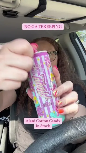 Alani Cotton Candy in stock & free shipping in a 12 pack 🤌🏼🤌🏼 no gatekeeping here!! #alaninu #alani #alanicottoncandy #alaninutrition #energydrinks #energydrink 