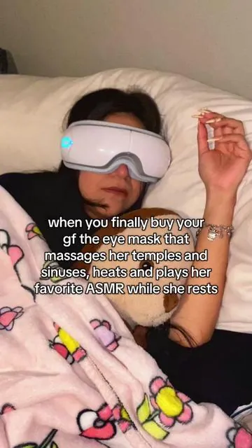 a spa day in her eyes 😍 #eyemassager #sinusrelief #tiktokshop #summerdeals #headache #headacherelief #asmr #asmrsounds 