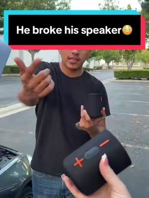 He broke it in half🫢 #techtok #bluetoothspeaker #speaker 