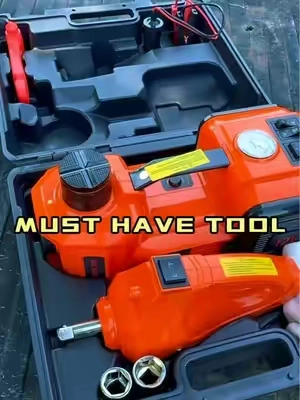 Air compressor, jack, flashlight, and impact wrench. This kit will make short work of tire changes in those unexpected situations #roadsideassistance #jack #impactwrench #flashlight #SuperBrandDay 