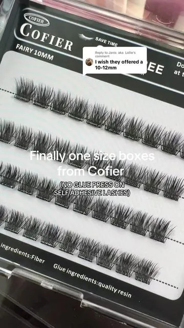 Replying to @Janis aka Lollie they heard us! We can get one size boxes now! #cofierlashes #lashclusters #cofier #selfadhesivelashes #diylashes #nogluelashes #pressonlashes 