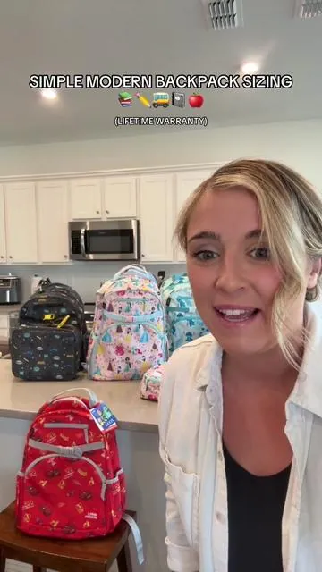 Simple Modern Back Pack Sizing 🍎 #simplemodern #backpacks #backpack #backtoschool #preschool #elementaryschool #middleschool 