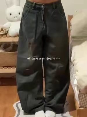 ★ pants: solyhux wide leg baggy jeans (dark blue) #vintagejeans #baggyjeans #solyhux #washedjeans #dealsforyoudays 