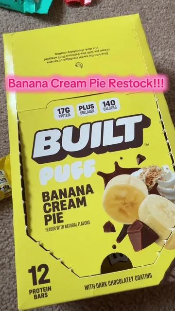 Banana Cream Pie Restocked!!! #proteinbars #dealsforyoudays #builtpuffbars 