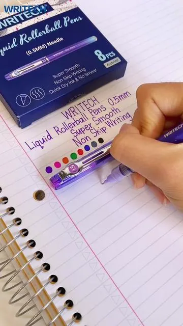 8 vibrant colors of rollerball pens to make your writing more fun and colorful!✨🌈 #writech #pen #pens #stationery #tiktokshopfinds #pentest #pentok #dealsforyoudays #rollerballpen #tiktokshop 