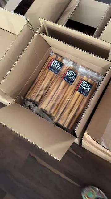 The new warehouse AC is still on the fritz so we’re in our “office” that we’re preparing to renovate…but having a blast today packing some beautiful CollaBully Sticks and Cheek Rolls! Please show the Wild Wolf Queens some love…they’re the absolute best and we have so much fun together packing everyday! Happy Chewing! 🤗🐺👸🏻👸🏻👸🏻 #bullysticks #allnatural #family #freeshipping #smallbusiness #summer #fyp 