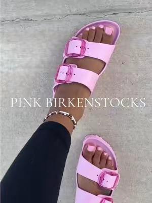The summer sandal that’s cute and comfy ☁️ These big buckle Birkenstocks in Fondant Pink are giving ✨everything✨—and they’re on sale for $54! #birkenstockstyle #summerfinds #pinkvibes #comfysandals @QVC, Inc 