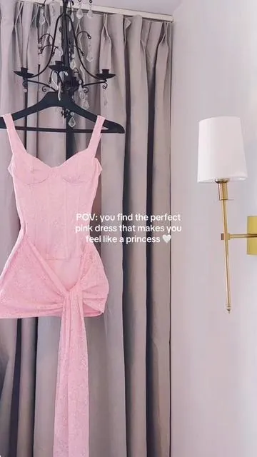 Should I do a try on? 💕 It is short so beware! But still so cute and can even be worn with shorts as a cute top 🥰 #pinkaesthetic #coquetteaesthetic #hocodress #girlytok #saintnicolefox 