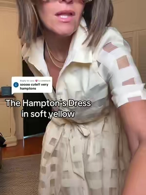 Replying to @cara 💗 got the plaid mesh Hampton's dress in soft yellow and it's just as stunning! Has pockets. Wearing a small. Has a stretchy waist. (5'3 size 4/6) #tiktokcreatorpicks #oldmoneyaesthetic #oldmoney #housewifedress #classydress #classystyle #hamptons 