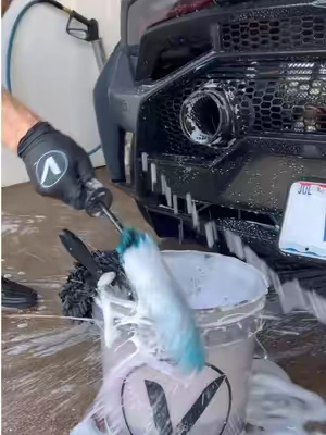 Super Satisfying Car Detailing ASMR 🔥🤩 - The VIKING Wheel Barrel Brush was designed to clean those hard-to-reach areas in-and-around the wheel. The cleaning head is packed with dense fibers to gently and safely loosen dirt, brake dust, and grime. - #cardetailing ##autodetailing##autodetail##detailing##carwash##satisfyingvideos##carwashing