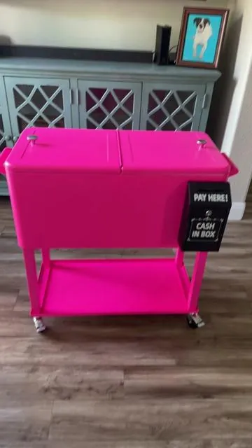 This might be the cutest cooler ever and it’s on wheels!! I’m gonna use mine for my baked goods when I’m having a sale! Yes this cooler anyway you want! #cooler #portablecooler #microbakery #microbakerytiktok #farmstand #farmstandsetup 