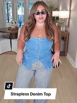 Wear this strapless denim top when you need a confidence boost. It's stretchy, super snatching, and pairs well with any kind of bottoms! It runs true to size so grab your usual.  @YOUSIFY.us  #denimtop #midsize #midsizefashion  #outfitinspo #outfitideas  #fashioninspo #TikTokShopFashion  #creatorsearchinsights 