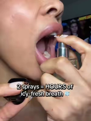 No gum. No mints. Just 2 sprays = icy fresh breath for hours 🧊🫢 #TikTokShop #ASMRvibes #ceelike#ceelikeprobioticoralspray#probioticbreathspray #BreathCheck #probioticspray #under25finds 