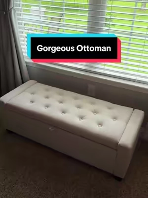 This ottoman is so nice!! Perfect for storing things and makes the cutest bench! @Weture Official  #ottoman #storagebench #ottomanwithstorage #ottomanbench #blanketstorage #storage #furniture 