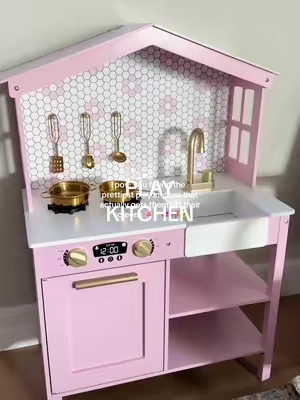 this pink play kitchen set is one of my favorite finds as a mom! My girls love it!!! 💞 the perfect "big" gift idea!  #playkitchen #toddlergiftideas #giftsforkids #giftideas #toysforkids 