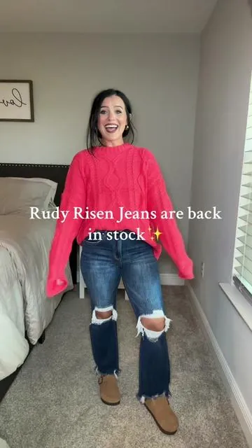 My all time favorite jeans are back in stock! 🤩 #rudyrisenjeans #risenjeans #jeans #wildoakboutique #fallfashion 
