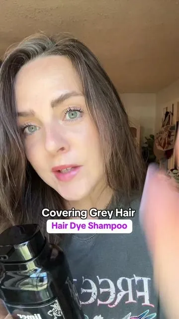 Limer hair dye shampoo to cover the gray hairs! It’s a large bottle that will last you a long time and covered my grades really well! This was definitely the easiest hair dye I’ve ever done! #HairDyeShampoo #HairDye #CoverGreyHair #dyingmyhair #greyhairs #brownhairdye #tiktokshoplabordaysale 