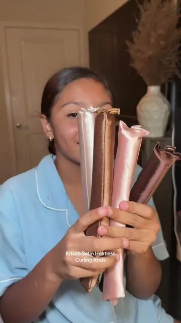 These jumbo satin heatless curling rods from Kitsch make the prettiest curls overnight—no damage, no heat, just soft gorgeous hair 💕 #kitsch #heatlesscurls #curlingrods #heatlesscurlsovernight #tiktokshoplabordaysale  @Kitsch 