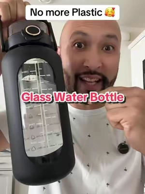 This 64oz Glass Water Bottle easy to clean and i no longer have plastic or metal taste in my water plus it comes with motivation sign so I can drink more water during the day #glasswaterbottle #waterbottle #drinkmorewater #TikTokShopLaborDaySale #glasstumbler 