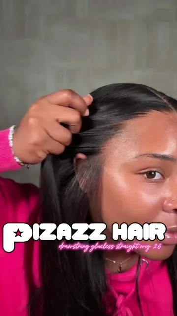 Transform your look instantly with this silky 26-inch glueless drawstring HD lace wig 💕 No glue, no stress, just flawless results 😍✨ Grab yours during the Labor Day Sale while it lasts! 💃🏾 @Pizazz Hair Shop  #24InchWig #GluelessWig #DrawstringWig #HDLaceWig #LaceFrontWig      