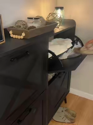 Absolutely a must have with kids or dogs!! Our dog was always getting our shoes! Not anymore! #shoecabinet #spacesaver #shoestorage #vabchesfurniture #homedecor @Vabches Official 