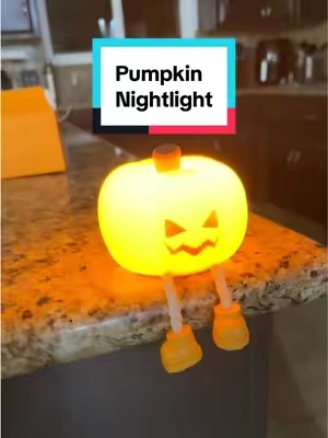 This is the cutest little pumpkin nightlight 🥹 #pumpkin #halloween #halloweendecor #spookyseason #pumpkinnightlight 