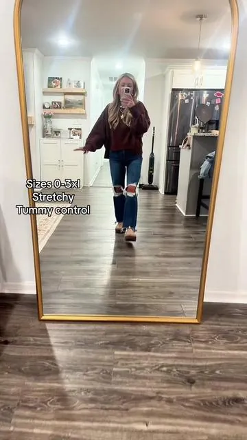 If you need tummy control jeans, these are denim for you!!! #tummycontroljeans #tummycontrol #jeans #risenjeans #viraljeans #bestjeans #denim #flatteringjeans #distressedjeans #rudyrisenjeans #highwaistedjeans #highwaistjeans #stretchyjeans 