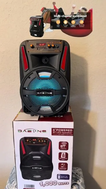 Portable Bluetooth PA Speaker 8" #Subwoofer #Wireless Rechargeable #Speaker With #Microphone FM #Radio LED