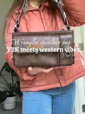 Y2K meets western Wrangler shoulder bag! I love all the little turquoise charms on this bag! So many compartments for all your essentials! Such a cute and trendy bag! Comes in lots of colors 👌🏻 FREE SHIPPING. Sample provided by @Rustic Charm Bootic #wranglerpurse #shoulderbag #westernstyle #y2kstyle #handbags 