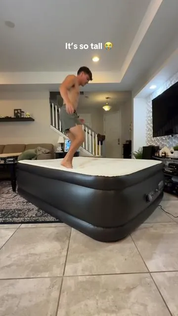 Tall air mattress makes you feel Iike you’re on a real bed 🤩 #airmattress #camping 