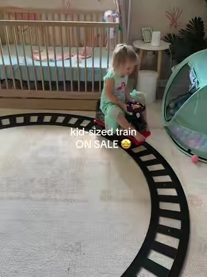 This train is one of her favorite toys at the moment 🤩 #kidstrain #kidstoys #toys #toddlertoys #costzontrain 