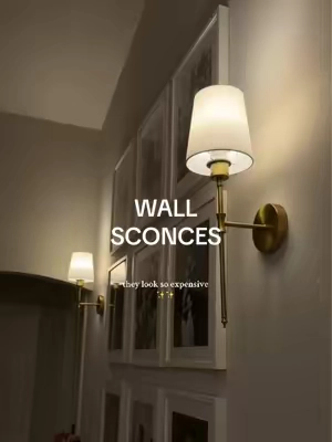 instantly elevated my living room ✨ they are so GORGEOUS and took under 10 minutes to put up! #wallsconces #sconces #homelighting #cozylighting #homedecor 