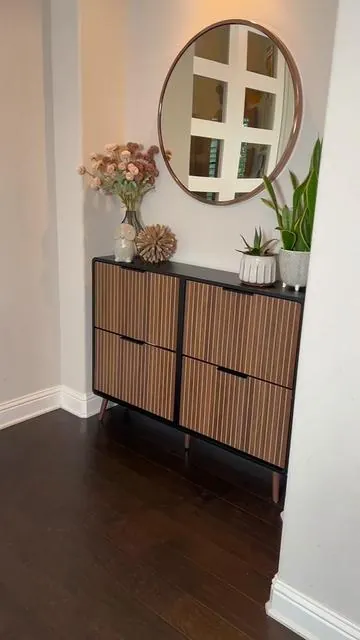 Shoe storage cabinet disguised as an entryway table - hide your shoe clutter! 👟👠👢👞 #shoecabinet #shoestorage #storage #homefurniture #storagecabinet 