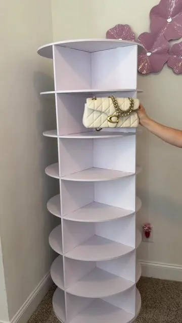 Very much needed, now I have space for more bags 💞✨ #rotatingorganizer #bagorganizer #handbags 