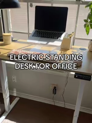 the option to sit or stand while working is such a need #adjustabledesk #standingdesk #desk #officeessentials 