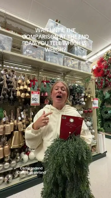 For those of you saying they aren’t the same which is which at the end!? The real touch cedar garland two pack that looks like the viral craft store. #cedargarland #christmasgarland 