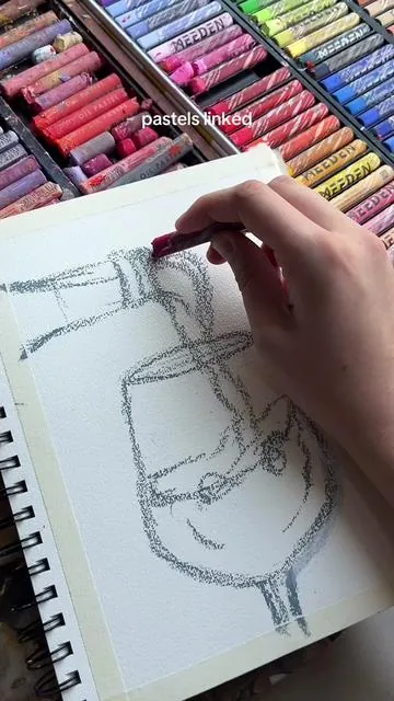 using both Meeden and Mungyo oil pastels on funto watercolor paper 🖍️🖤✨ #oilpastel #artprogress #artprocess #arttutorial #artsupplies 