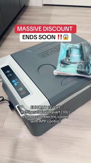 EUHOMY 12-Volt Refrigerator: a11 Quart (10L) compressor electric cooler with APP control. #TikTokShopFallDealsForYou #TikTokShopBlackfriday  #TikTokShopCreatorPicks  Disclaimer: Final price, shipping costs, coupons, and discounts may vary and are subject to change at any time. Always check the TikTok Shop listing for the latest details. Video posted on 10/24/2025 