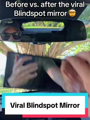 This blindspot removing mirror is a must have for every car! Drive safer by expanding how much you can see around you. No tools needed, fits right over your current rear view mirror. Makes the perfect gift for grandparents and short people! #carproducts #caraccessories #blindspotmirror #christmasgift #rearviewmirror