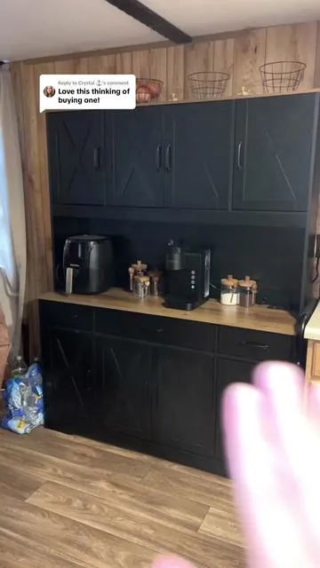 Replying to @Crystal ⚓️ I’m obsessed with this coffee bar and I love the fact that they come in two different sizes!!! #coffeebar #pantry #storagehacks #pantrystorage #blackfriday 