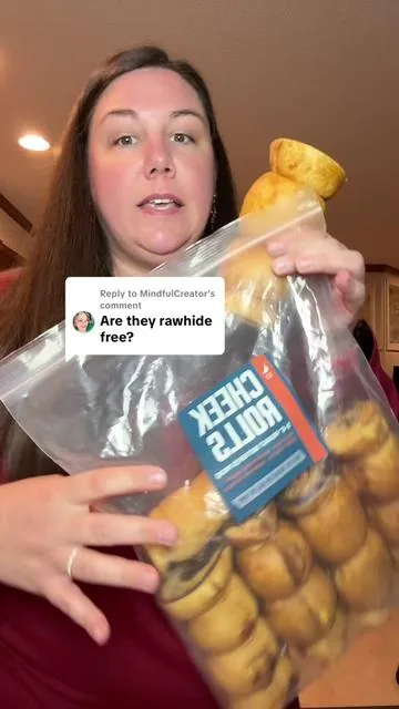 Replying to @MindfulCreator beef cheeks are primarily collagen and connective tissues. This makes them a nutritious and long lasting chew, and they are not rawhide. Rawhide doesn’t provide any value and can cause blockage. These peanut butter beef cheek roll chews are a fan favorite in my house. #dogchews #beefcheek #longlastingdogchews #aggressivechewers #rawhidealternative  