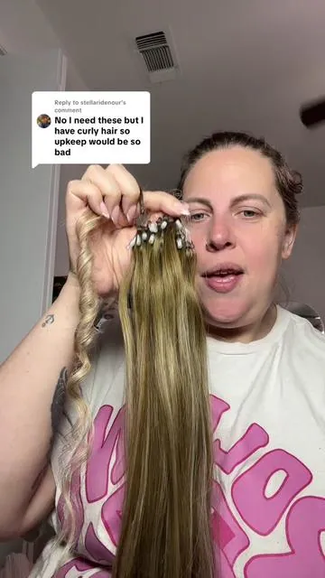 Replying to @stellaridenour microlink extensions for curly hair  #microbeadshairextensions #microlinksweftextensions #athomehairextensions #diyhairextensions #microlinkextensions  
