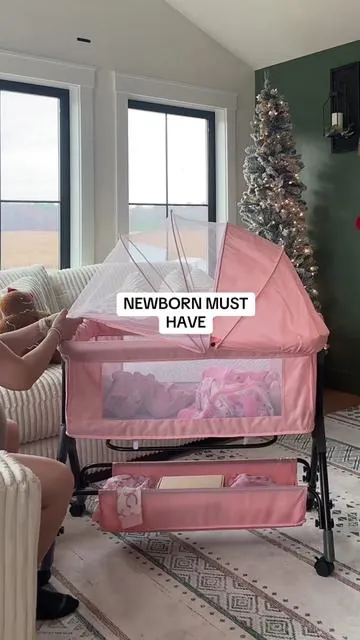 As a mom of 4, this bedside baby bassinet was one item I was not going without! #bassinet #bedsidebassinet #newbornmusthaves #tiktokshopcybermonday #TikTokShopBlackFriday 