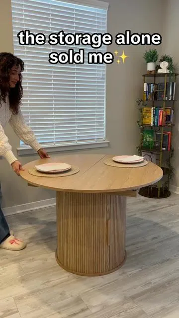 This extendable dining table actually stores the center piece and more!👏💕 #diningtable #table #kitchenhacks #giftguide #tiktokshopblackfriday 