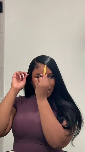 The easiest install ever 🤍 ”24 Straight | 180% density | HD lace From @Luvmehair #GluelessWig #BeginnerFriendly #Ad #wearandgowigs #blackgirlhair 