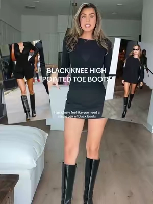 the best affordable black knee high pointed toe boots for winter outfits!! 